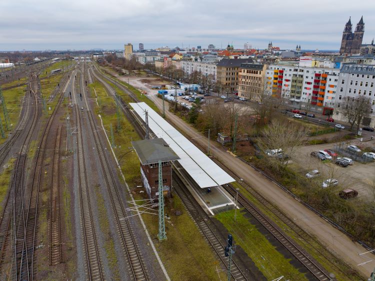 Drohnenbild Bahnhof Magdeburg Hasselbachplatz